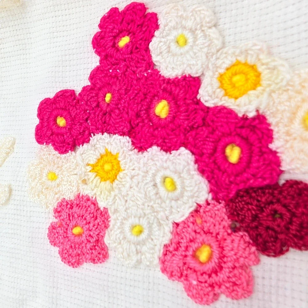 Vintage Handmade Crochet Southern Belle Flower Sampler Wall Hanging 12x12 N4